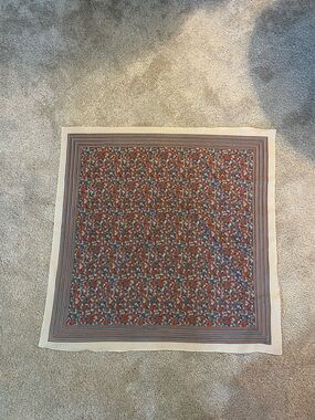 Vintage Floral Pattern Silk Square Scarf